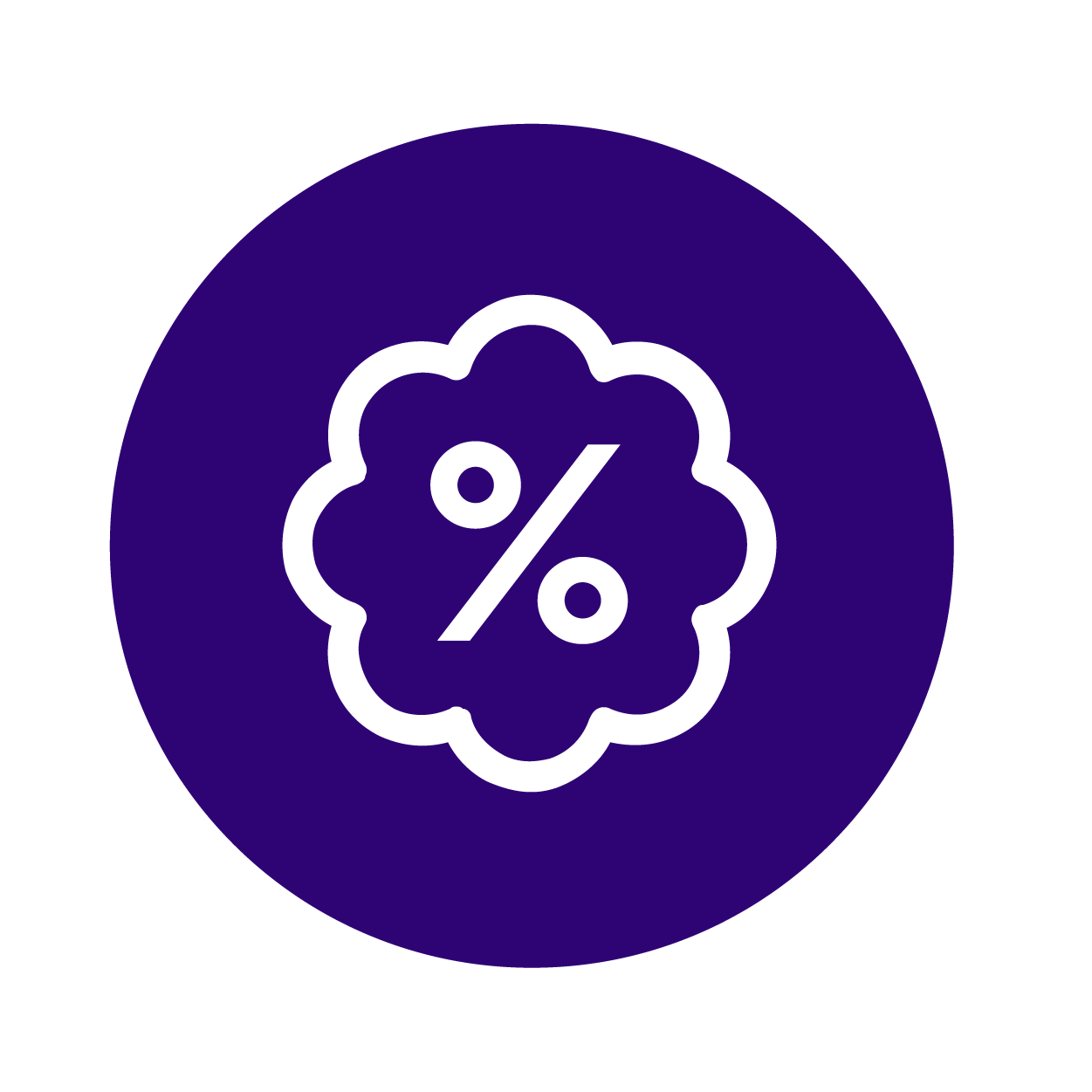 Blue icon with a white percentage sign