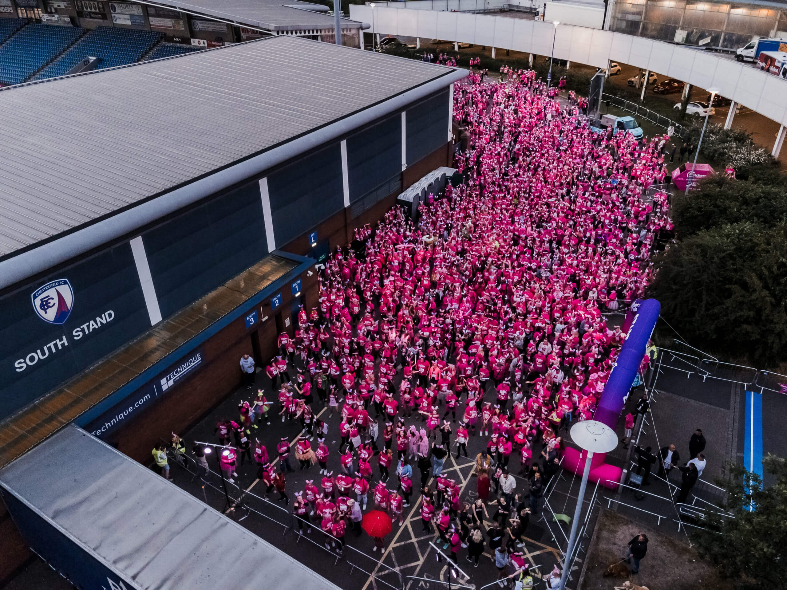 An aerial view of the walkers