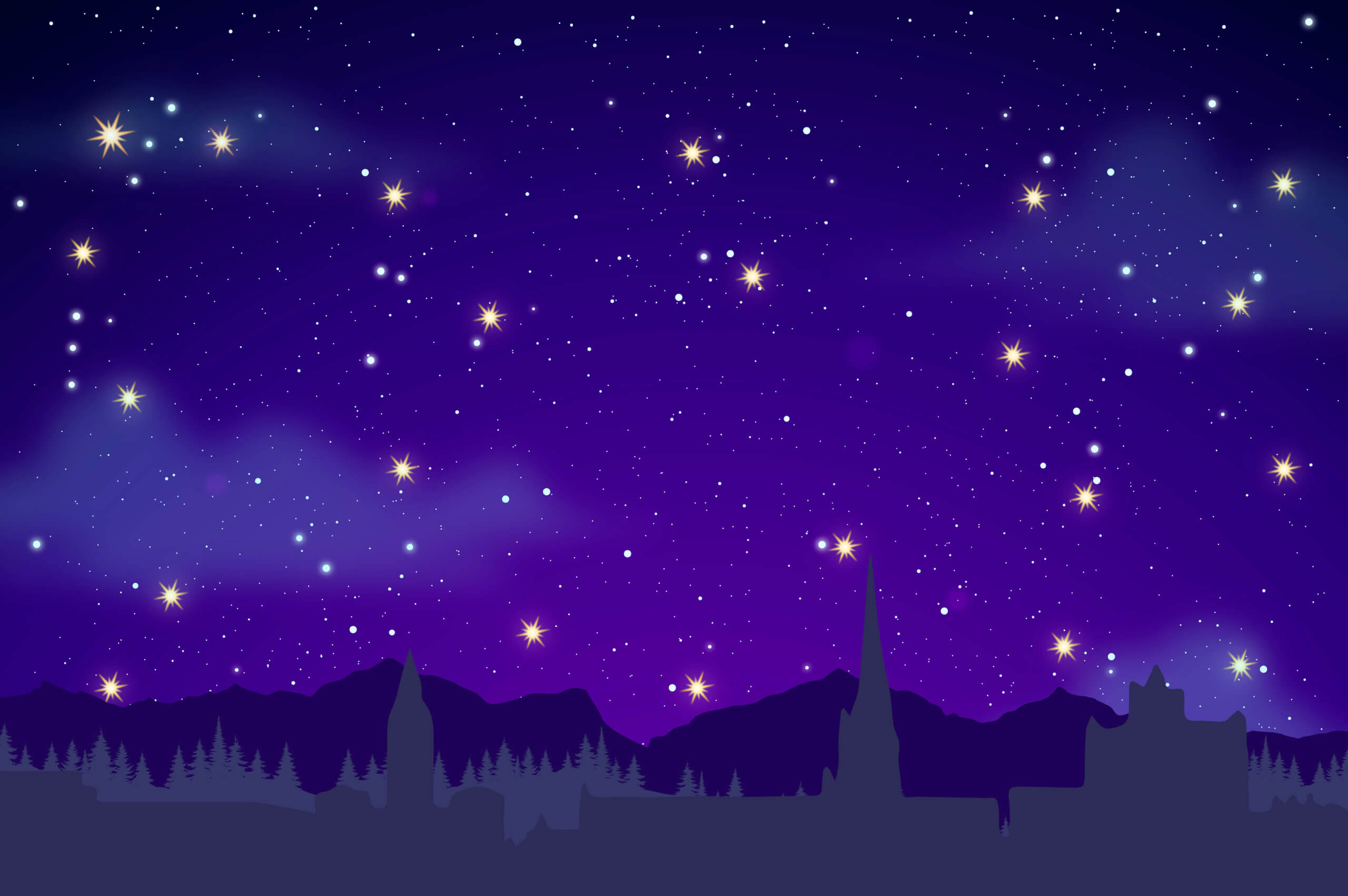 An illustrated starfield for the Light Up A Lift campaign