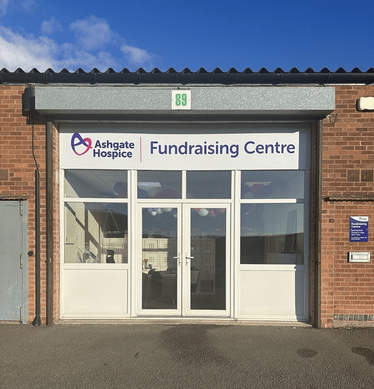 The front of our Fundraising Centre in Hasland.
