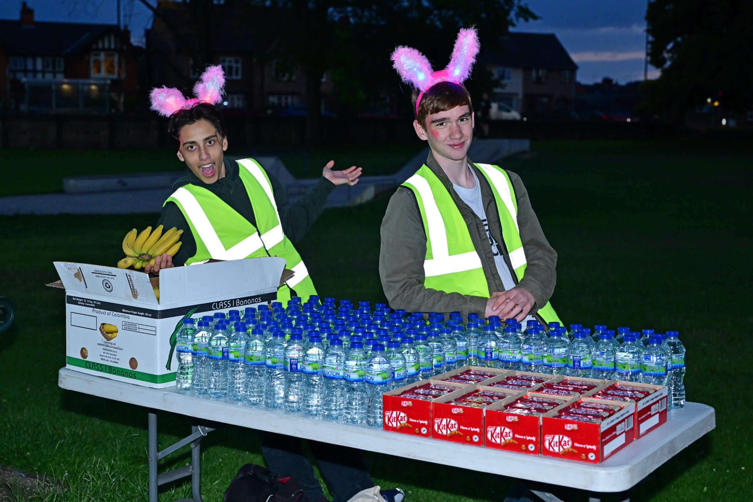 Two young people volunteering at Ashgate Hospice charity event Sparkle Night Walk