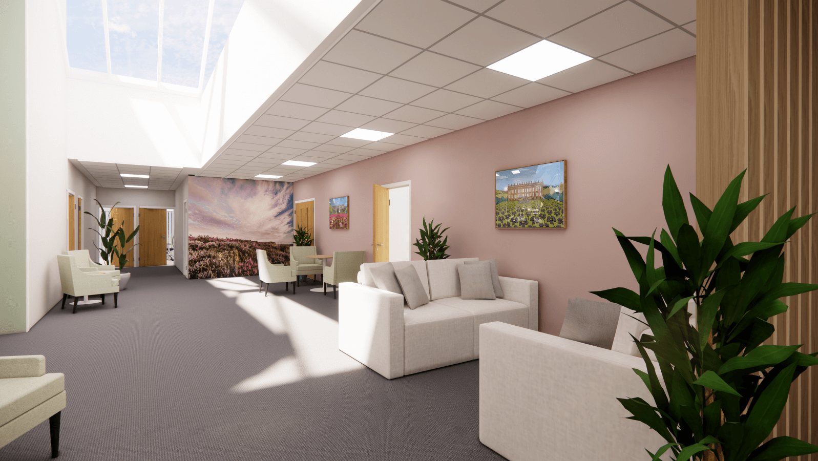 Graphic of the new reception and waiting room area.