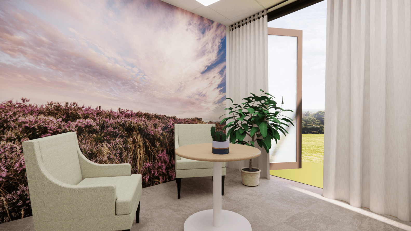 Graphic showing the new quiet space in Day Services.