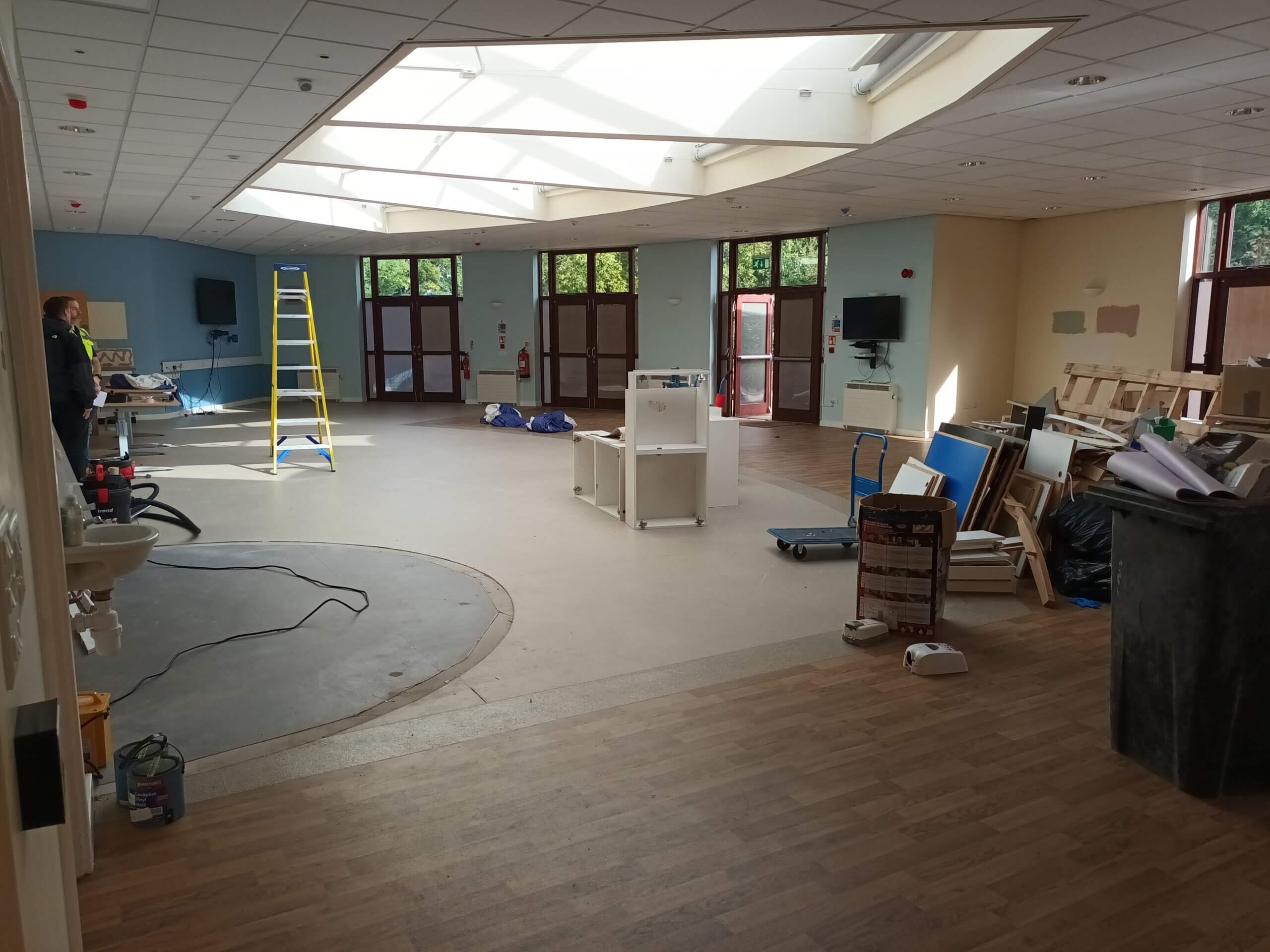 Day Services room with old kitchen counter removed.