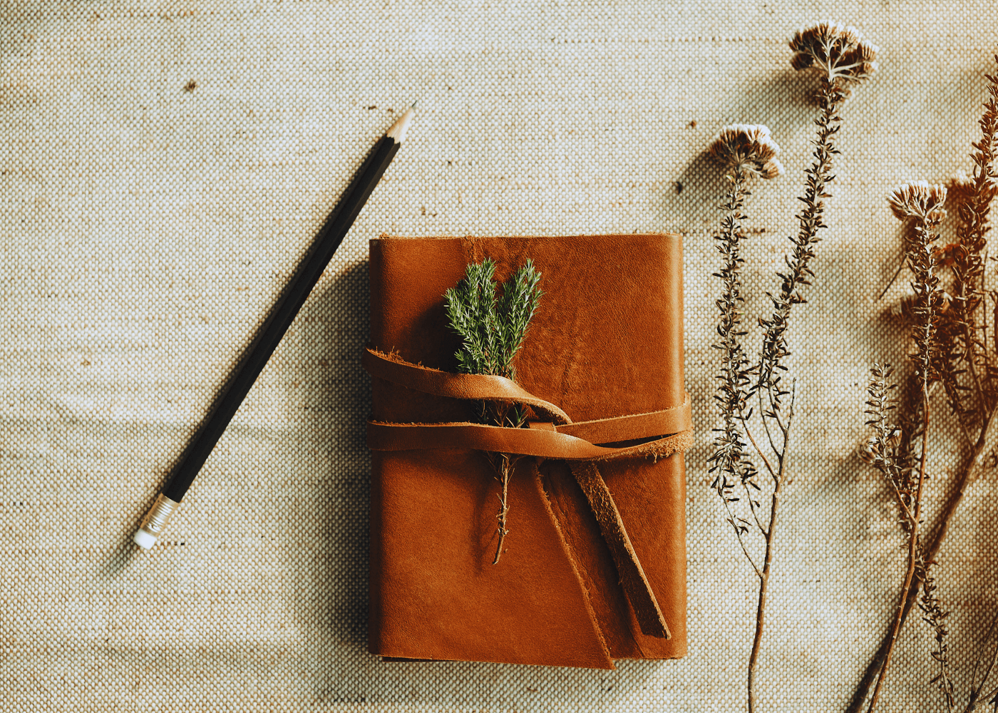 Brown leather journal